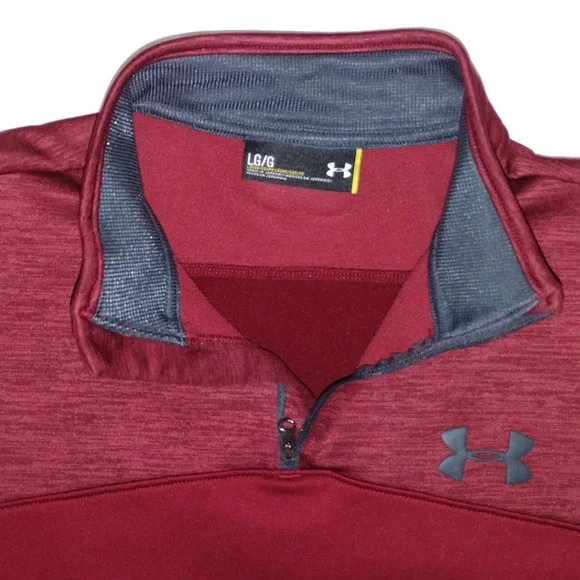 Men's Under Armour Large 1/4 Quarter Zipper Pullover Burgundy - Picture 3 of 6